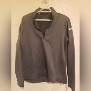 Nike Women’s Dri-Fit 100% Polyester pullover halfzip Gray w/white swoosh swester